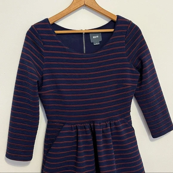 Anthropologie Maeve Brenna Stripe Fit and Flare Dress Womens Size 2 - Picture 3 of 10